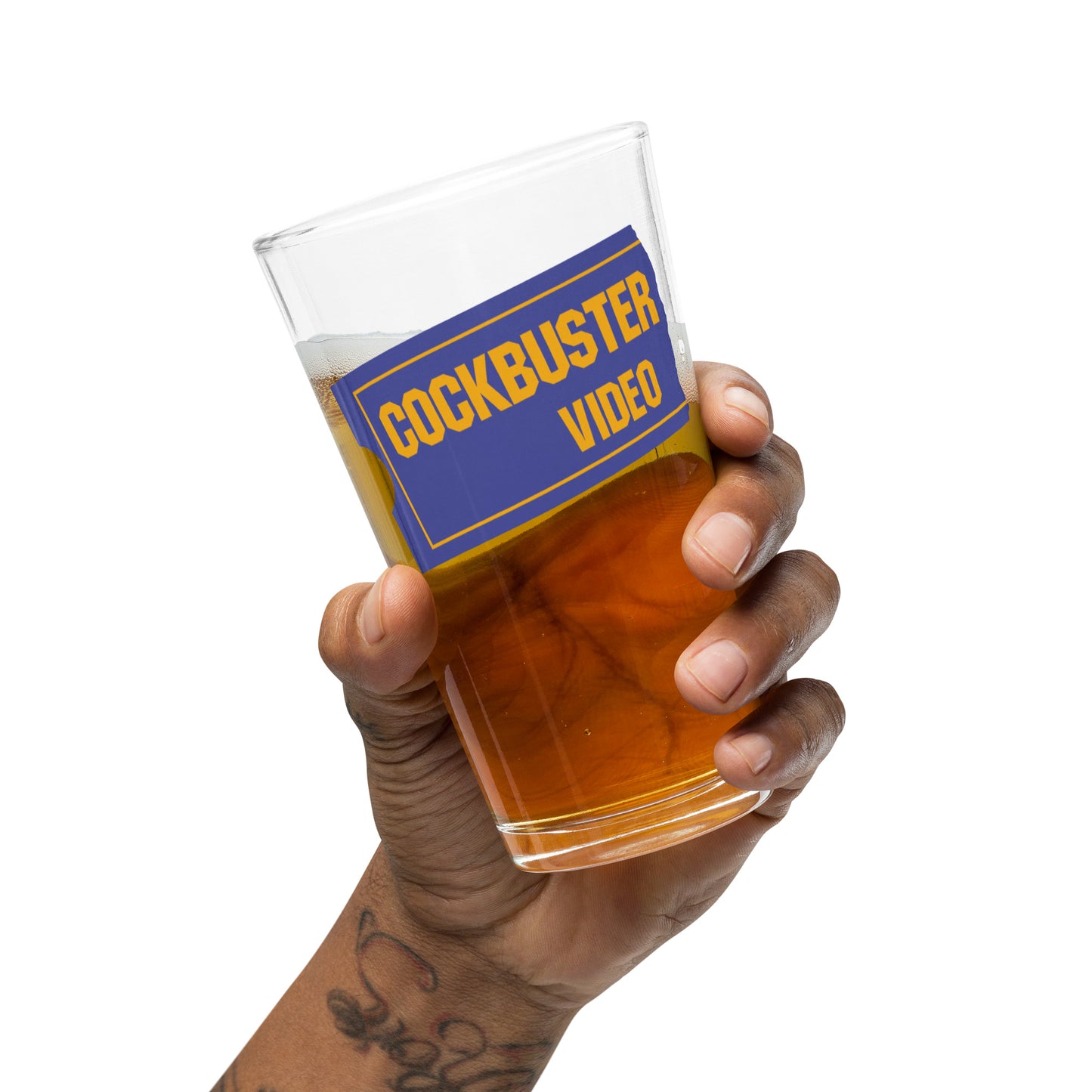 Cockbuster Video Shaker pint glass